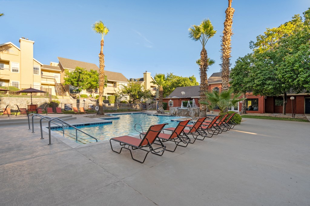 the swimming pool at our apartments in palm springs