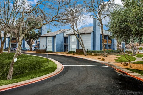 a street with houses and trees on both sides