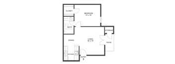 A1 | 1 Bed / 1 Bath | 537 Sq Ft