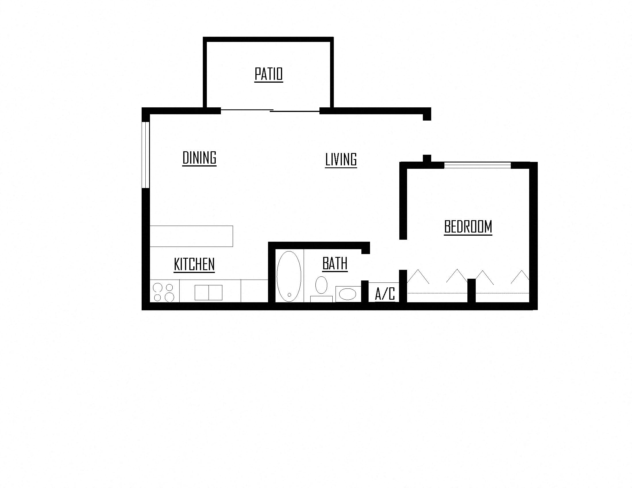 A1 | 1 Bed / 1 Bath | 552 Sq Ft