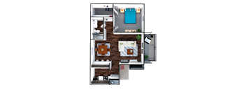 a floor plan of a one bedroom apartment with a bathroom and a balcony at The View at Lake Highlands