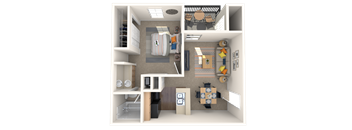 A1 | 1 Bed / 1 Bath | 486 Sq Ft  at Carmel at Deerfield, San Antonio, 78248