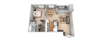 A2 | 1 Bed / 1 Bath | 647 Sq Ft at The Frederick, Texas