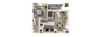 A2 | 1 Bed / 1 Bath | 603 Sq Ft  at Carmel at Deerfield, San Antonio, Texas