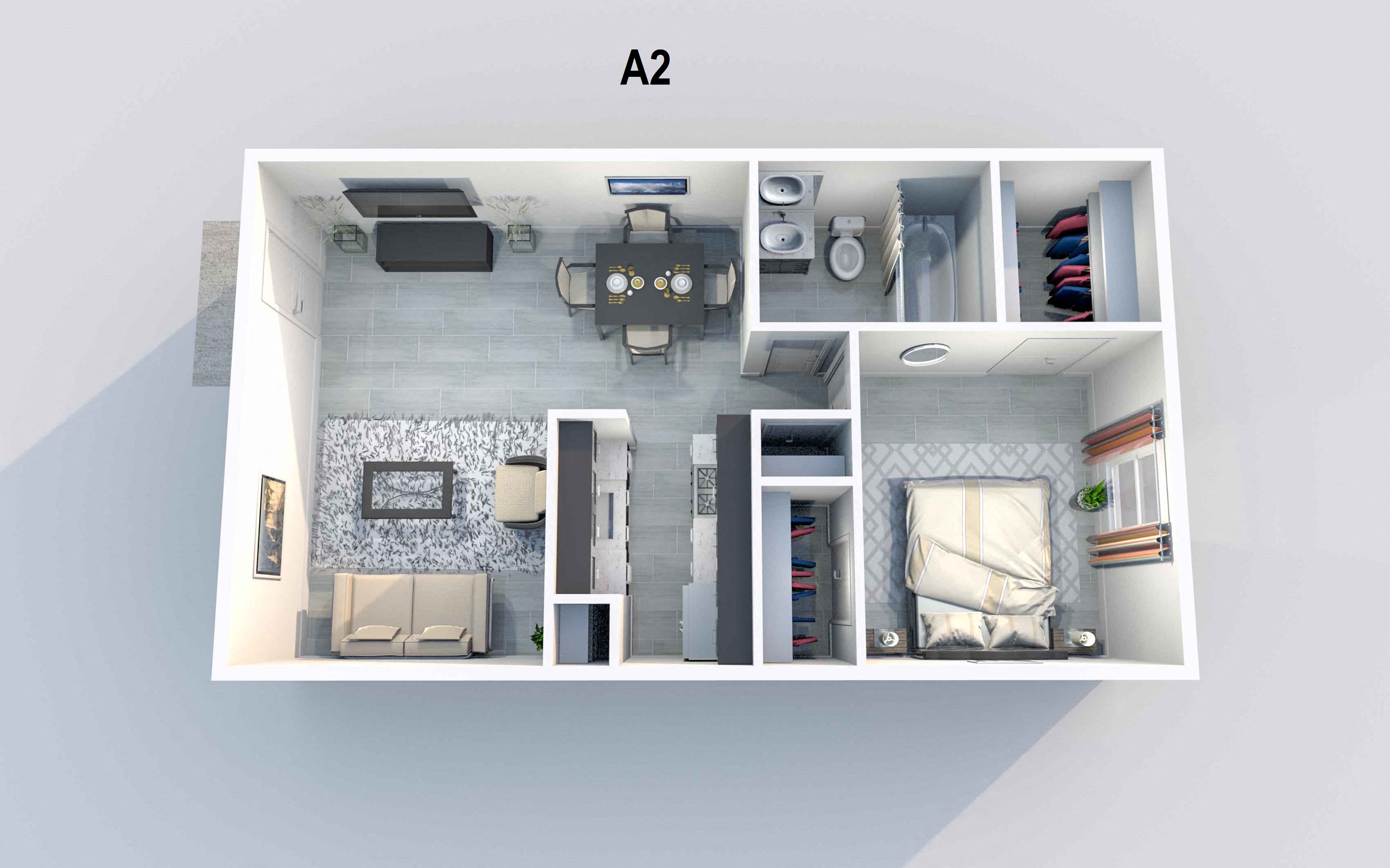 A2 | 1 BED / 1 BATH | 601 SQ FT at Aero White Rock, Dallas, 75238