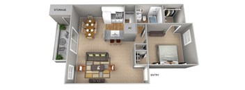 A3 | 1 Bed / 1 Bath | 754 Sq Ft at The Frederick, Texas, 78240