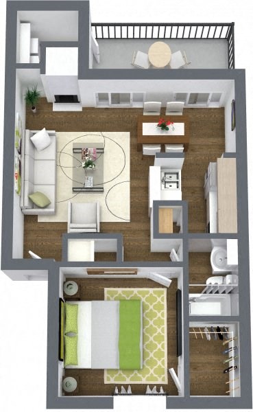 A3 NORTH | 1 BED / 1 BATH | 821 SQ FT