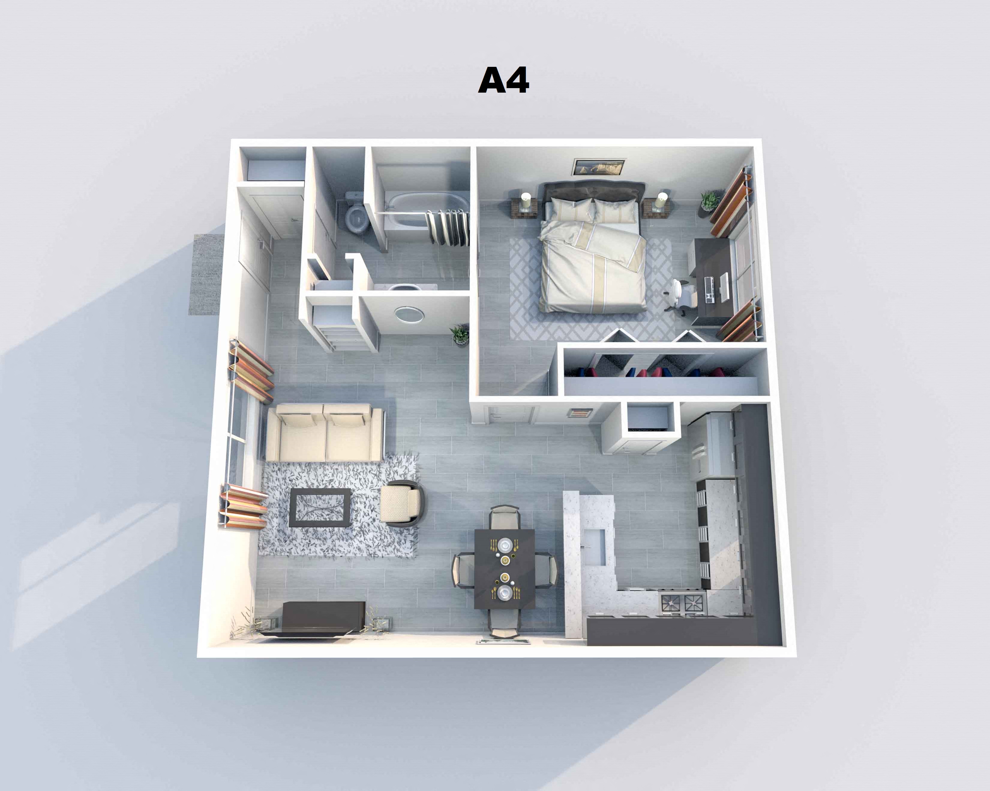 A4 | 1 BED / 1 BATH | 687 SQ FT at Aero White Rock, Dallas, Texas