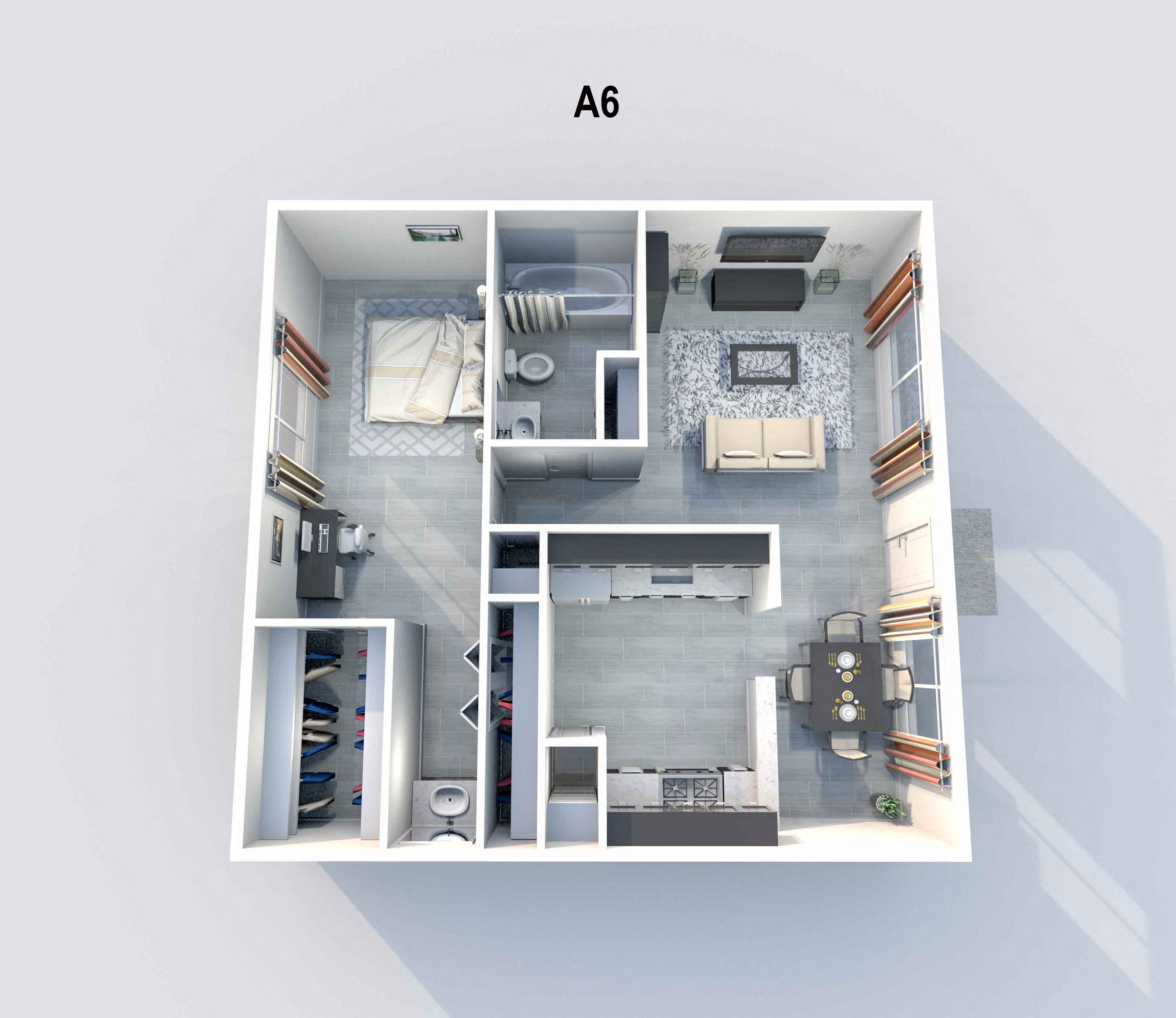 A6 | 1 BED / 1 BATH | 717 SQ FT at Aero White Rock, Texas, 75238