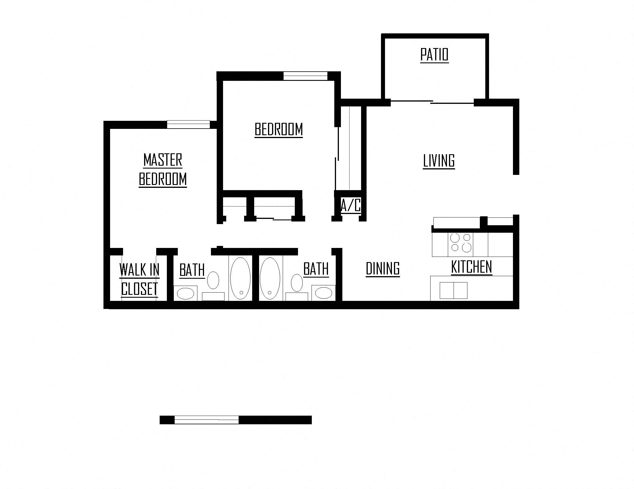 B3 | 2 Bed / 2 Bath | 857 Sq Ft