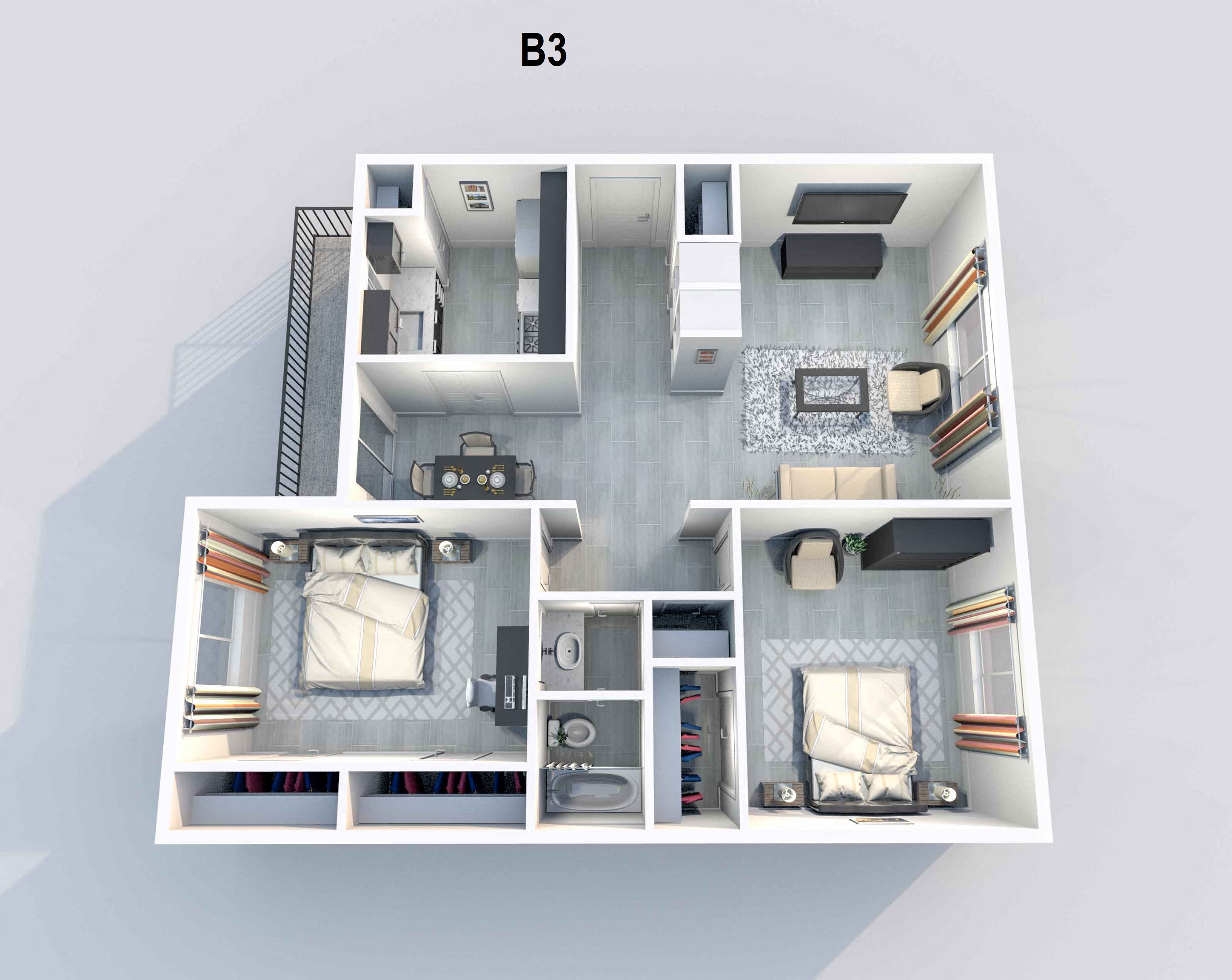 B3 | 2 BED / 1 BATH | 757 SQ FT at Aero White Rock, Dallas, 75238