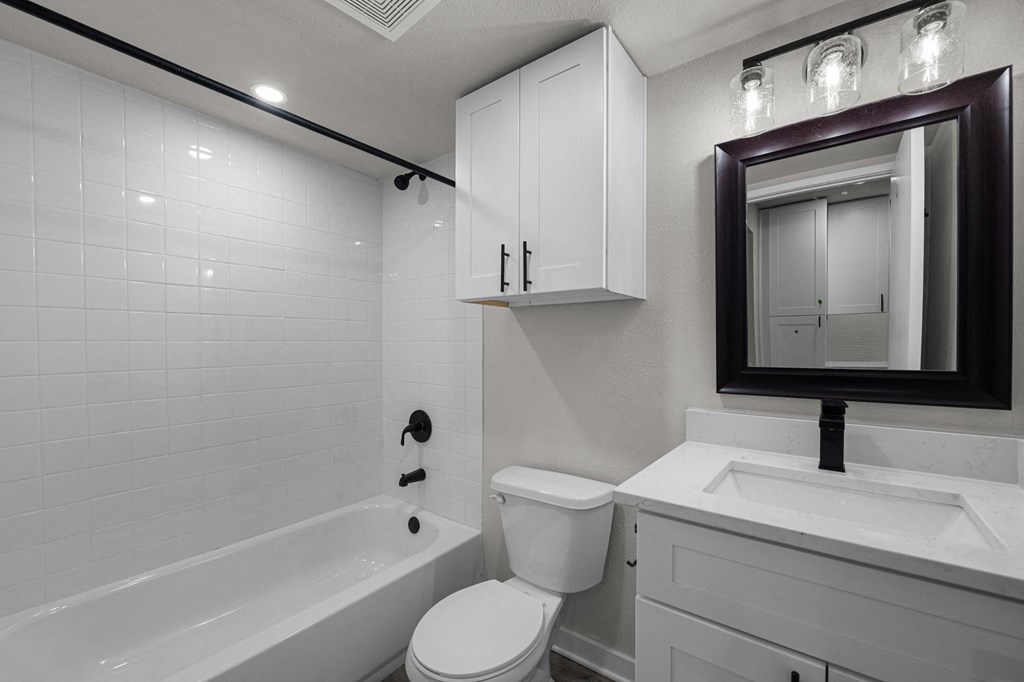 Photo of newly renovated bathroom at Sunset Heights, Texas, 78209