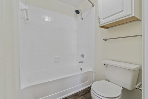 a bathroom with a toilet and a tub and a sink