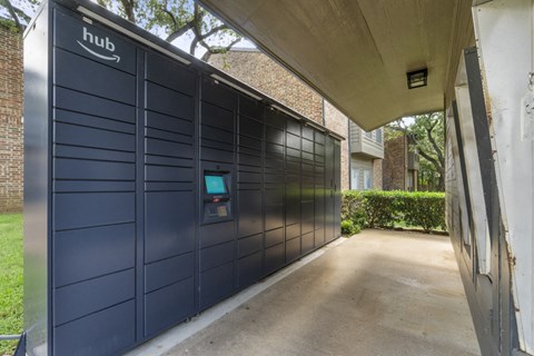 the garage door of a building with a cyber security device on it