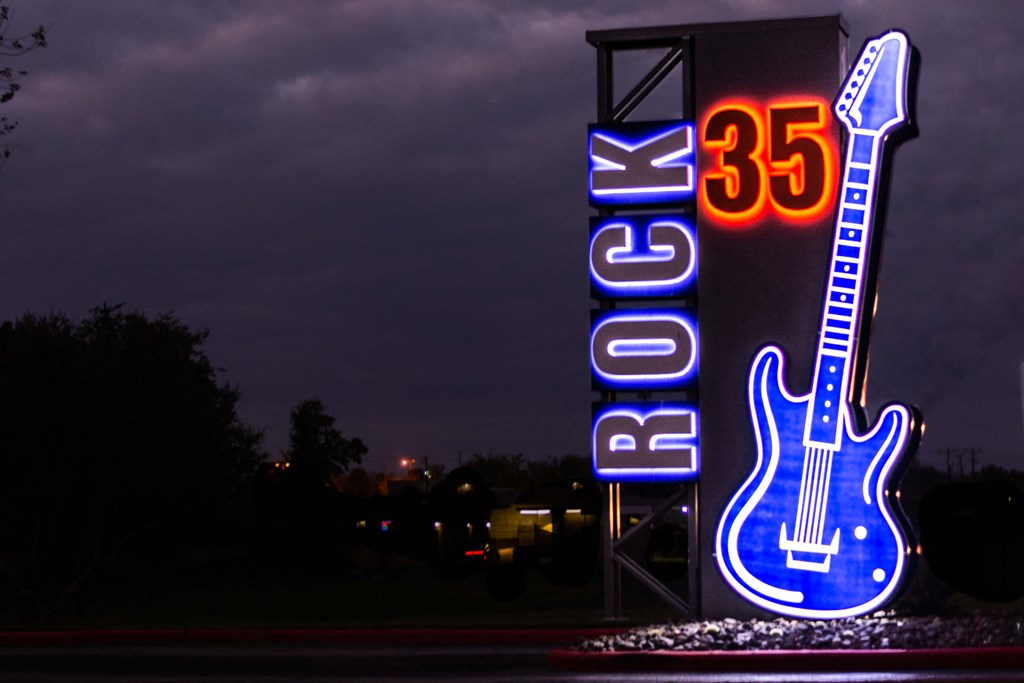 Outdoor music board at Rock 35, Texas