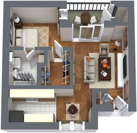 E1 SOUTH | EFFICIENCY / 1 BATH | 550 SQ FT