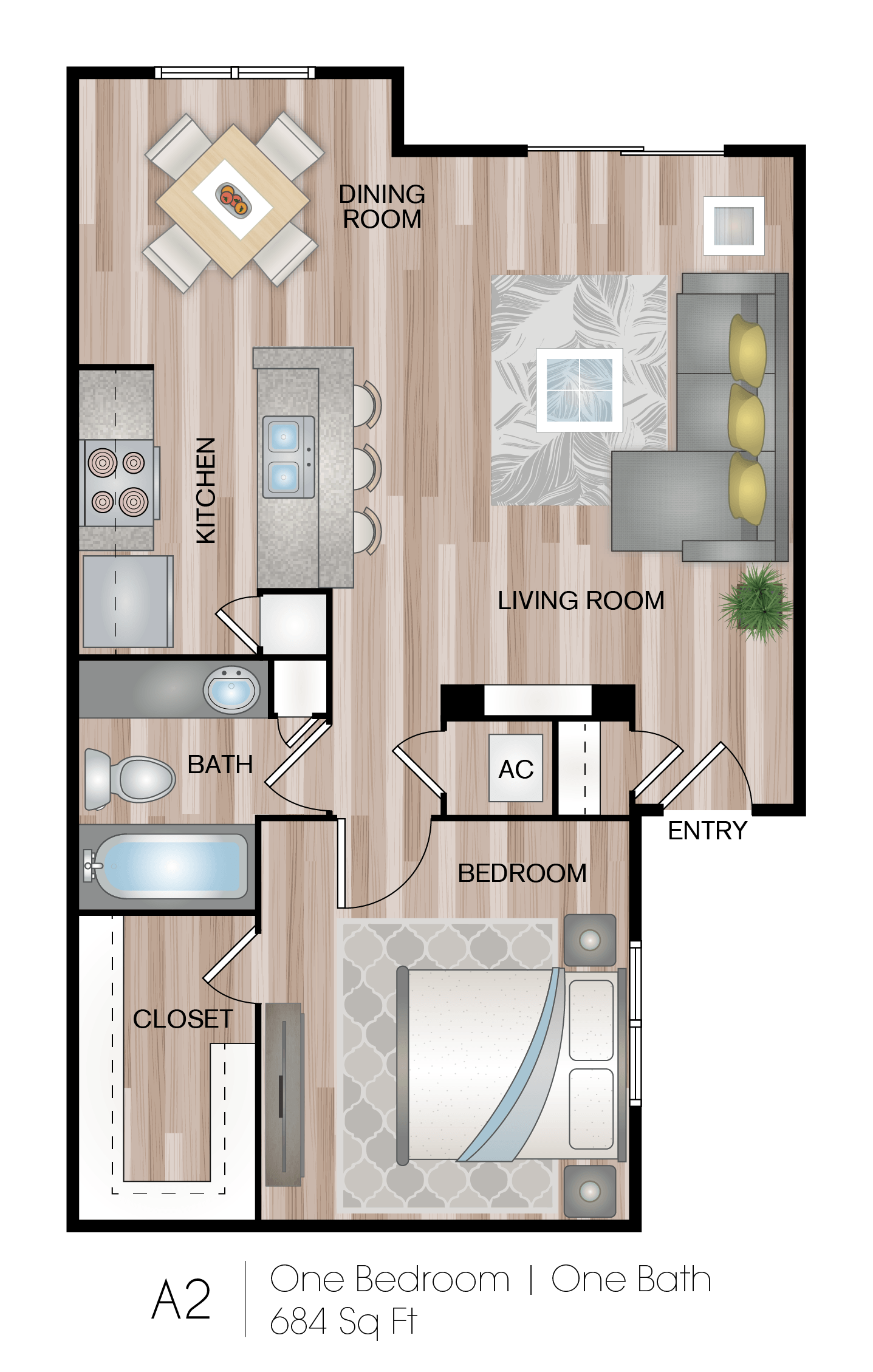 a floor plan of a house with a bedroom and a living room