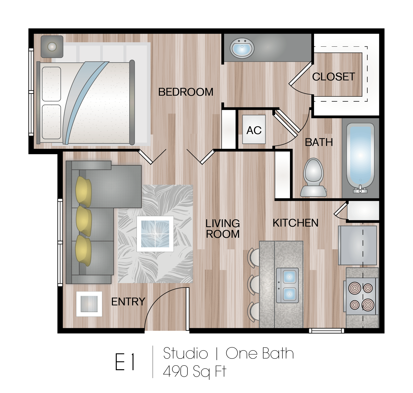 a floor plan of a room with a bedroom and a living room