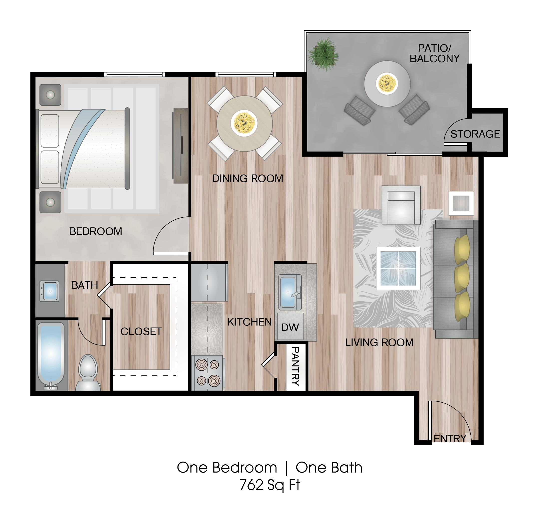 an illustration of a floor plan with a bedroom and living room