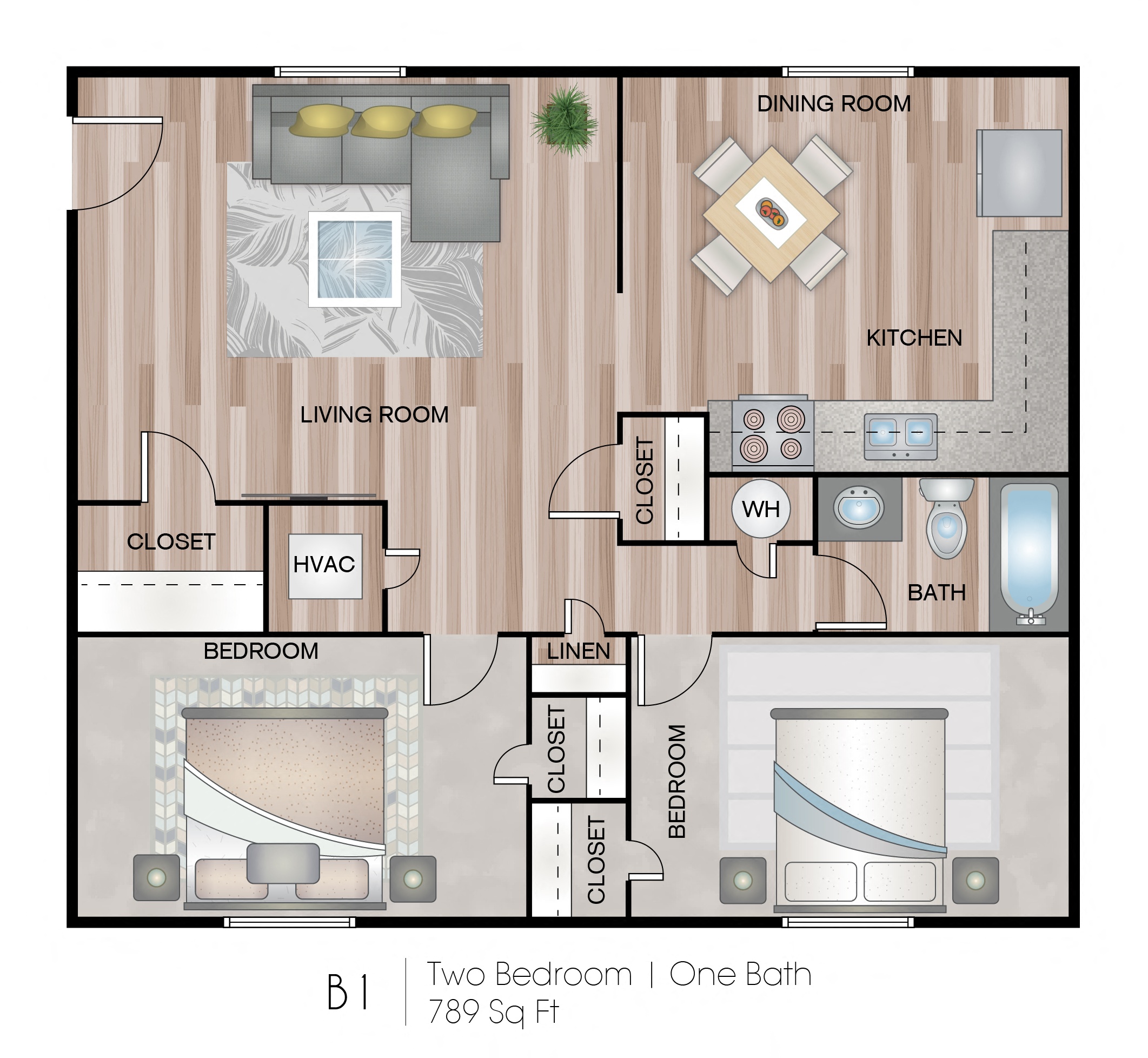 B1 | 2 Bed / 1 Bath | 789 Sq Ft  at Sunset Heights, Texas, 78209