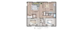 B1 | 2 Bed / 1 Bath | 789 Sq Ft  at Sunset Heights, Texas, 78209