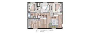 C1 | 3 Bed / 1 Bath | 903 Sq Ft  at Sunset Heights, San Antonio, 78209