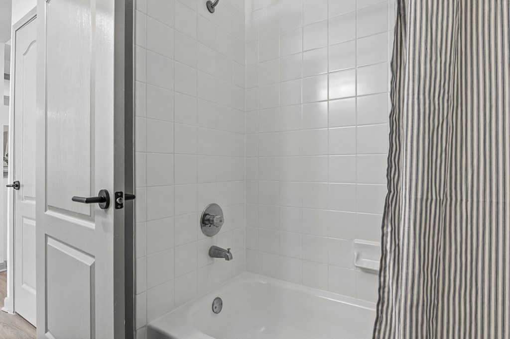 Oval Tub With Combo Shower at Villas at Rogers Ranch, San Antonio, Texas