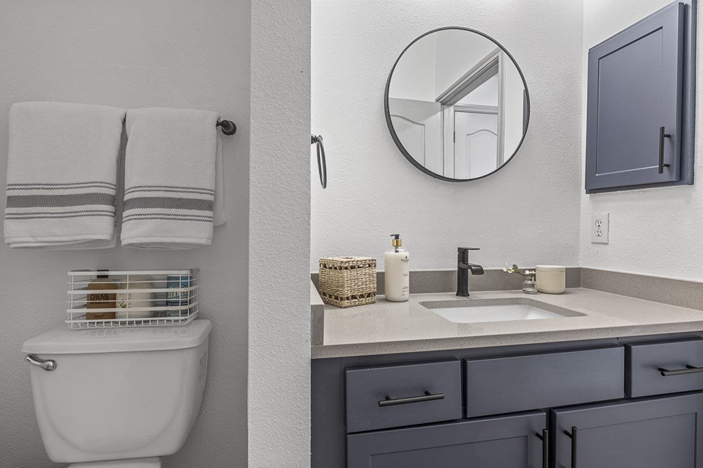 Renovated Bathrooms With Quartz Counters at Villas at Rogers Ranch, San Antonio, 78258