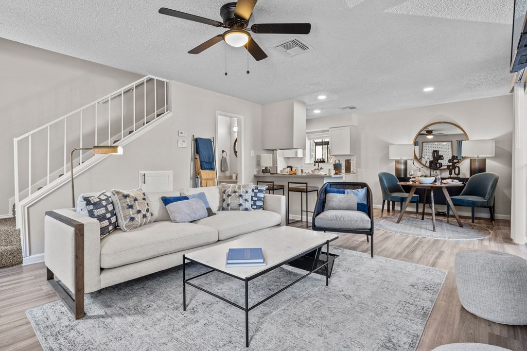 Living room area with couch at Maxwell Townhomes, San Antonio, TX