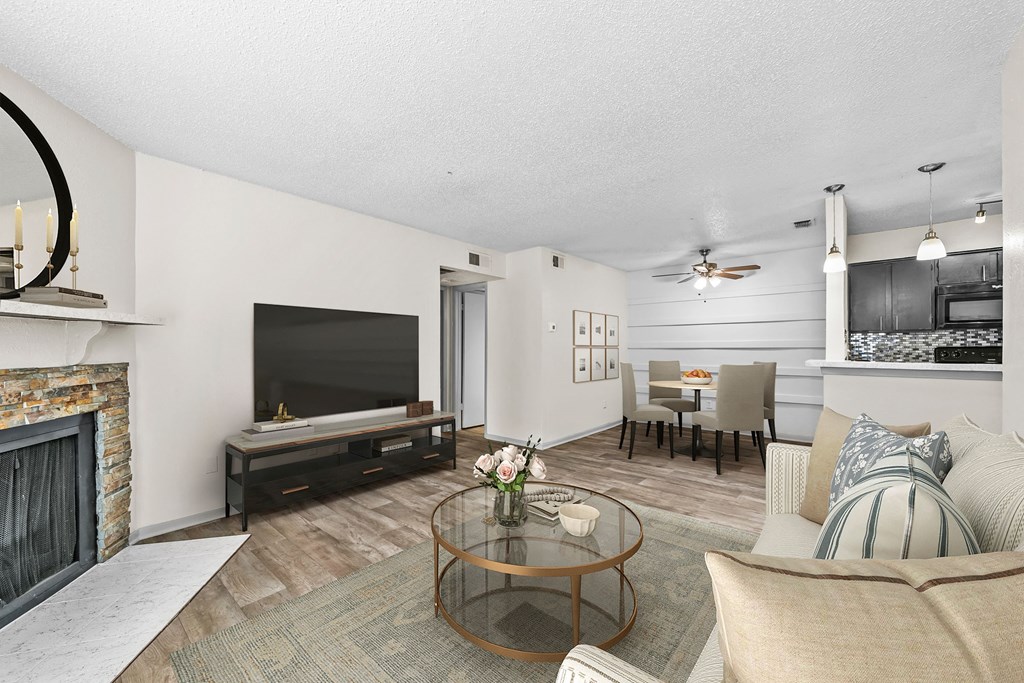 our apartments offer a living room with a fireplace  at Vesper, Texas, 75254