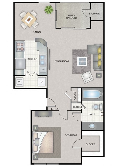 A1 | 654 SQ FT | 1 BED / 1 BATH