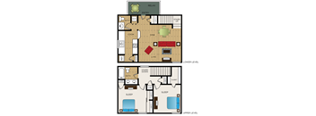 a floor plan of the upper level and the lower level
