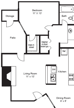 A2 | 1 BED/1BATH | 675 SQ. FT. A2 | 1 BED/1BATH | 675 SQ. FT.