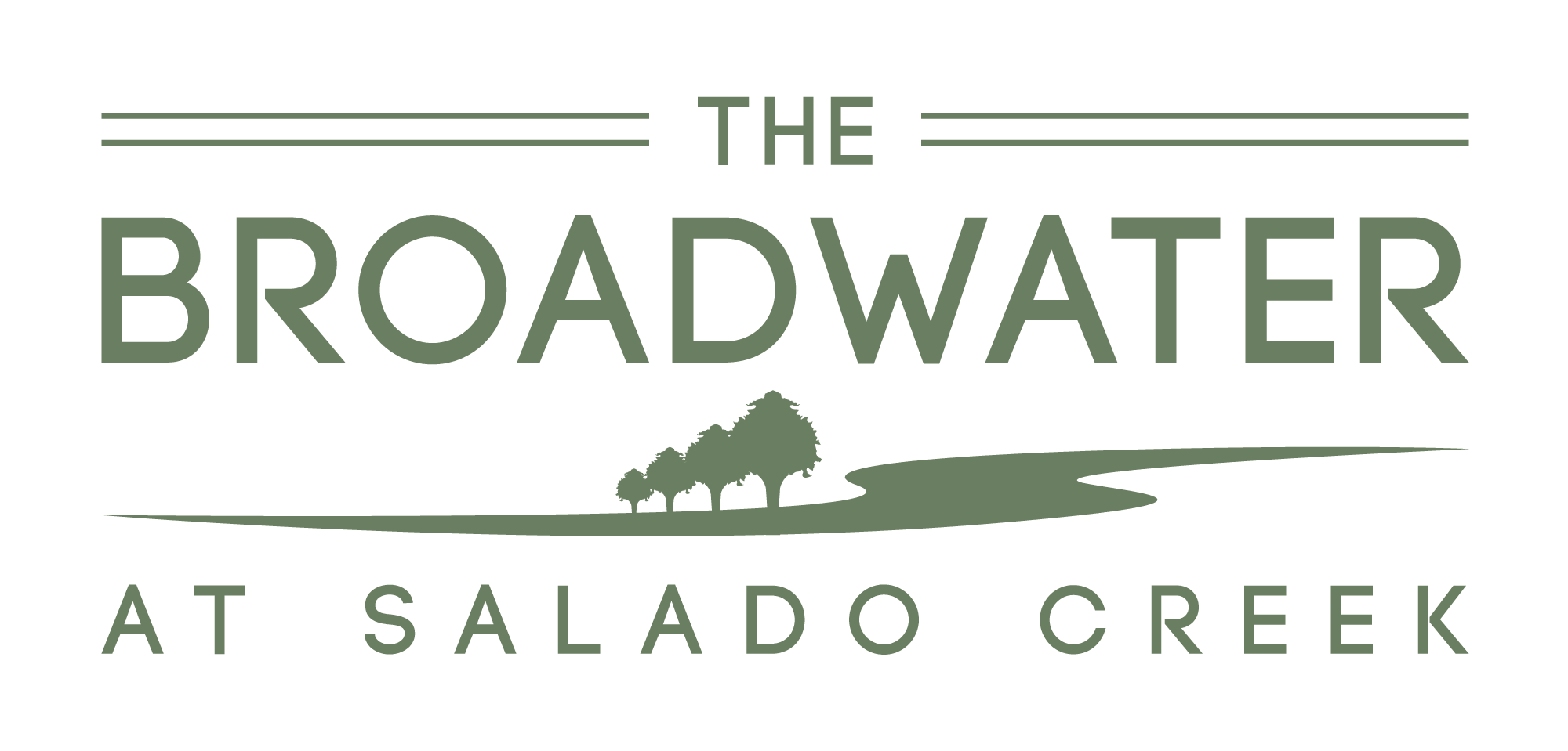 The Broadwater at Salado Creek logo with a tree and water.