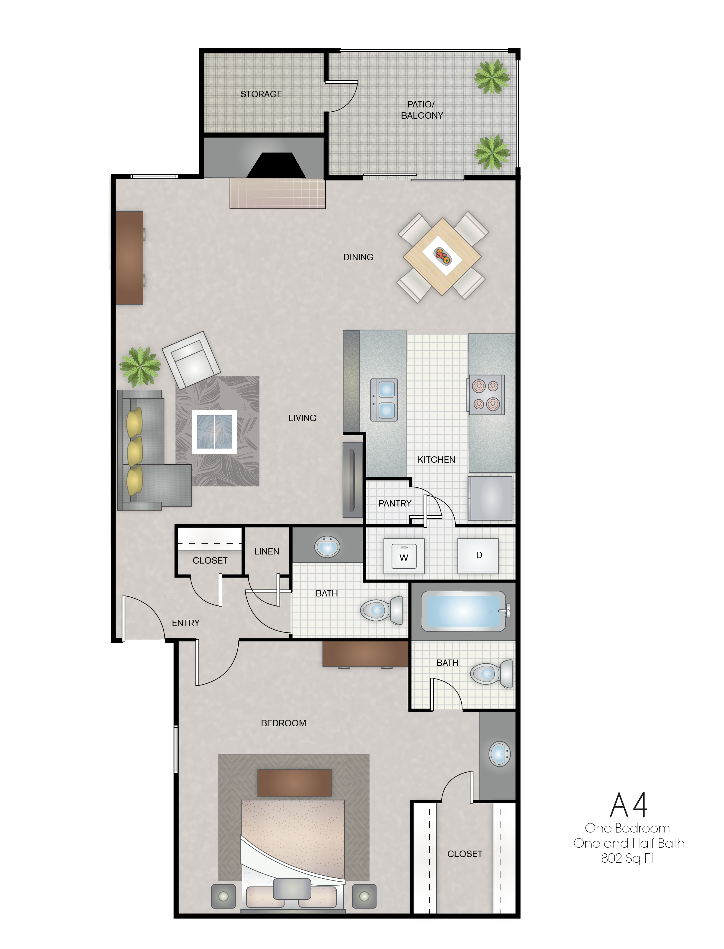 A floor plan of a house with a living room, dining room, kitchen, bathroom, and bedroom.