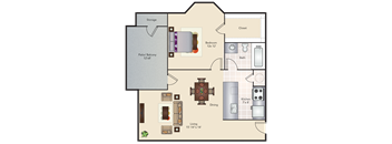 A2 | 582 SQ FT | 1 BED / 1 BATH at Woodchase, Texas