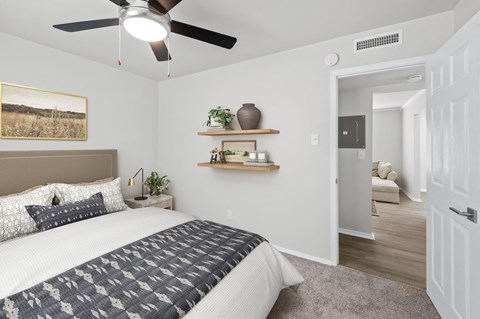 our apartments offer a bedroom with a king sized bed our apartments offer a bedroom with a king sized bed at Sunset Heights, San Antonio, TX, 78209