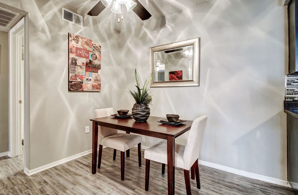 Dining Room with Ceiling Fan at The Hills at Ironhorse, North Richland Hills, Texas