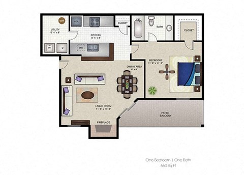 1 bed 1 bath A at The Hudson, North Richland Hills, TX