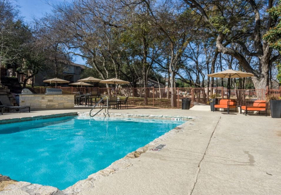 One of our Two Pools with an Outdoor Grilling Center at Maxwell Townhomes, San Antonio, TX