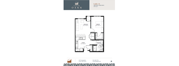 A floor plan for a one-bedroom, one-bath apartment at Carver Oaks.
