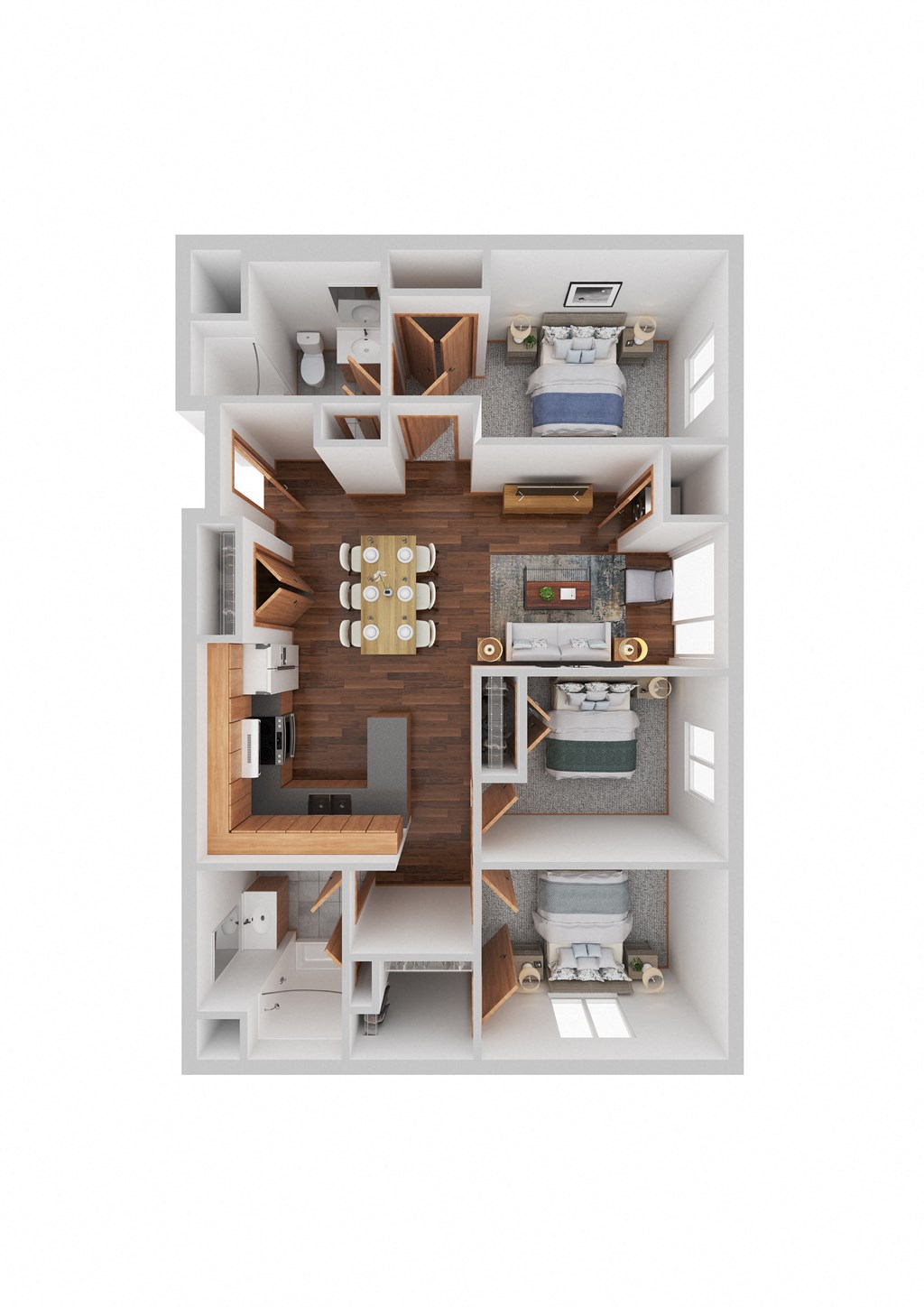 3 bedroom 2 bathroom floor plan