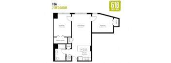 Two Bedroom 1 Bath 993 sq. ft.
