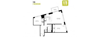 Two Bedroom 1 Bath 905 sq. ft.