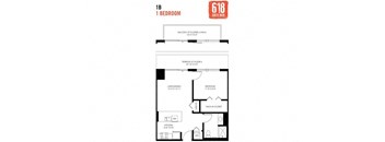 One Bedroom 1 Bath 621 sq. ft.