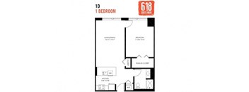 One Bedroom 1 Bath 771 sq. ft.
