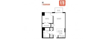 One Bedroom 1 Bath 696 sq. ft.