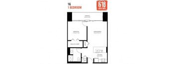 One Bedroom 1 Bath 700 sq. ft.