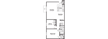 a floor plan of a small house with a kitchen and a living room