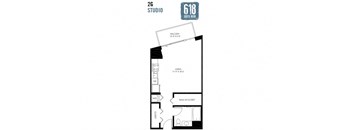 Studio 543 sq. ft.